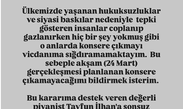 Dizmen&amp;İlhan Düo Konserini İptal Etti